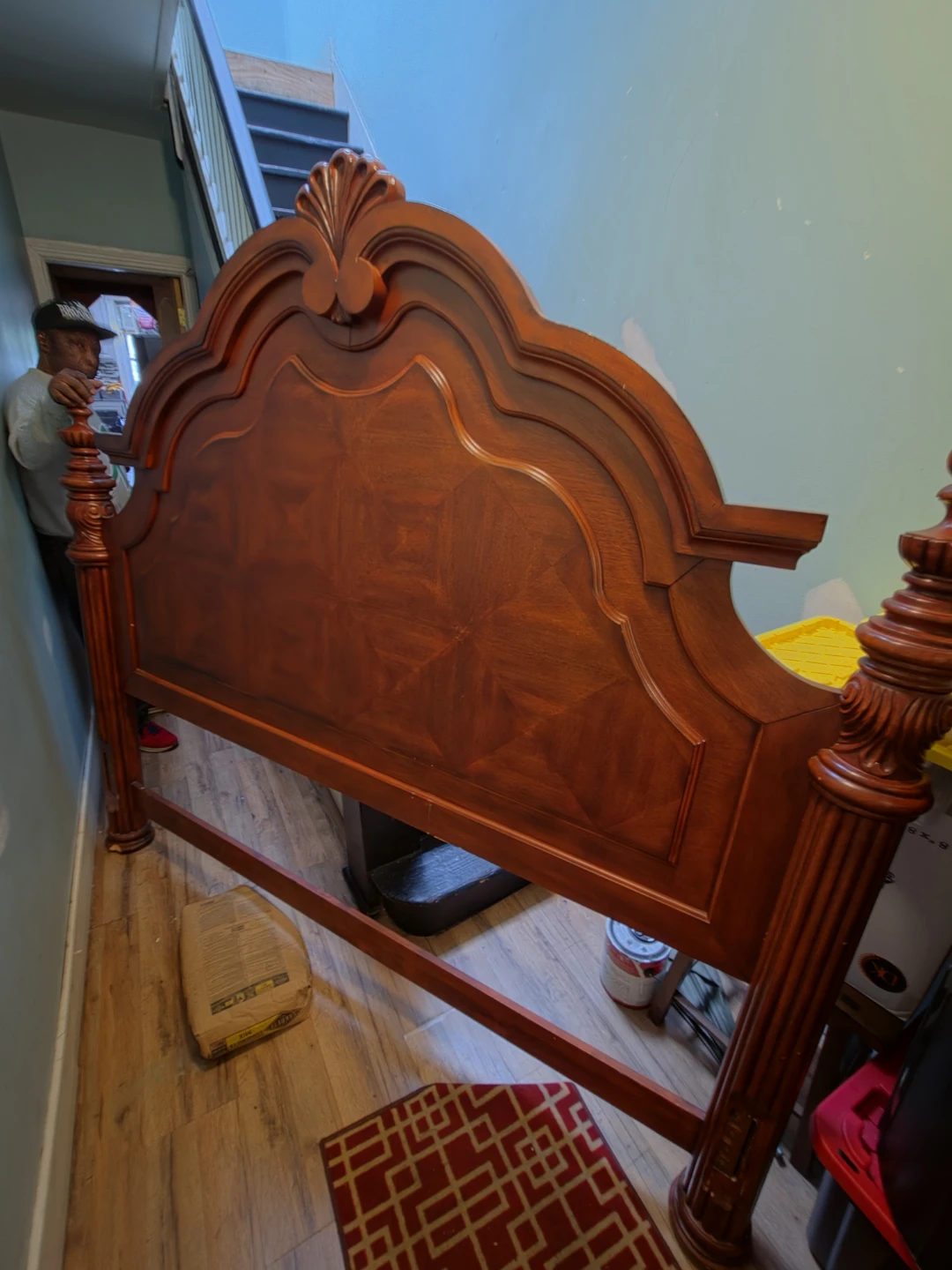 Traditional Dark Wood Queen Bed Headboard - photo 3