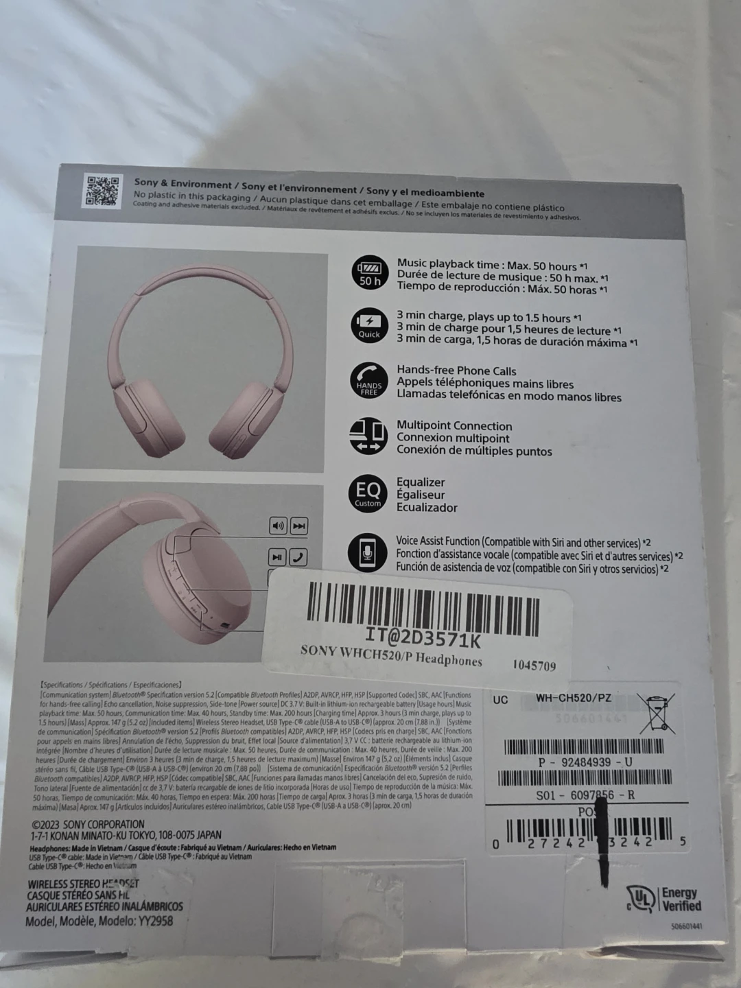 Sony WH-CH520 Wireless Headphones - Pink - photo 2