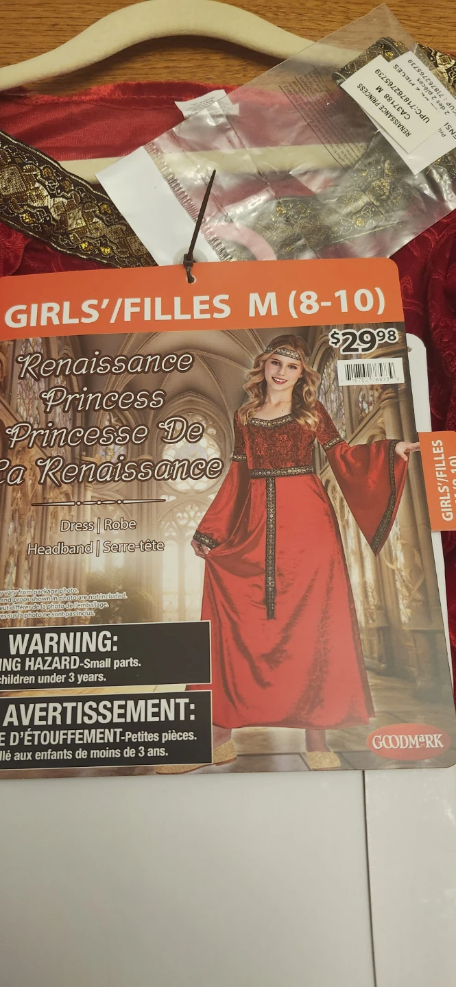 Renaissance Princess Costume Girls M (8-10)