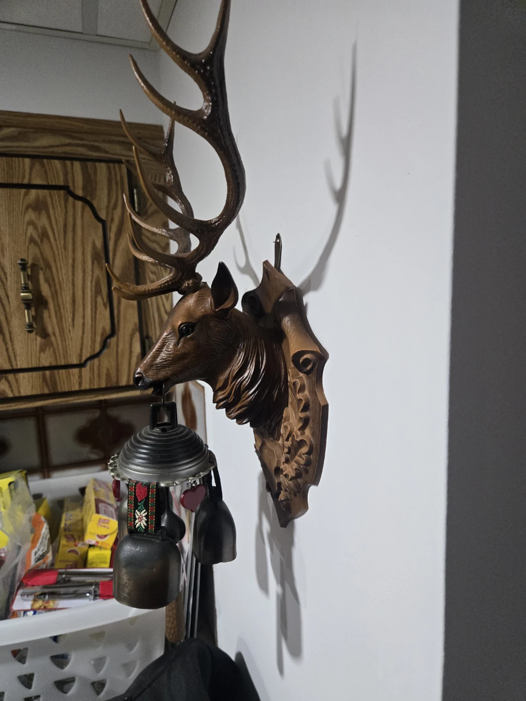Vintage Plastic Wall mounted deer head with decorative bells - photo 3