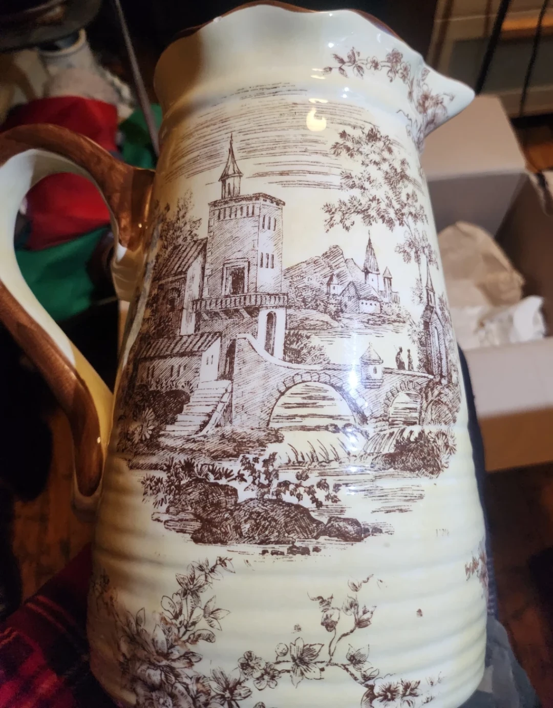 Toile Pattern Ceramic Pitcher - photo 3
