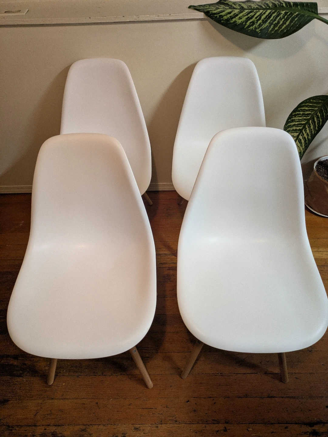 Set of 4 White Eames-style Dining Chairs