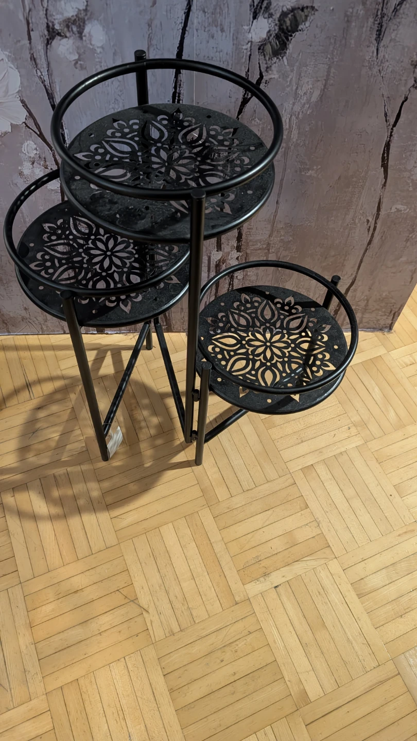 Black Metal Three-Tier Plant Stand - photo 2
