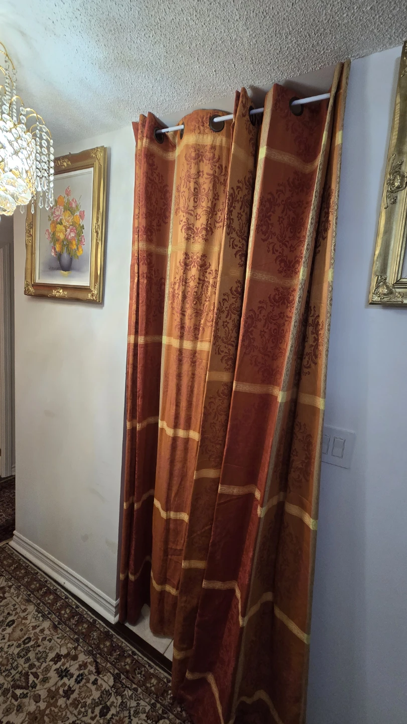 Orange Patterned Grommet Curtains pair - photo 2