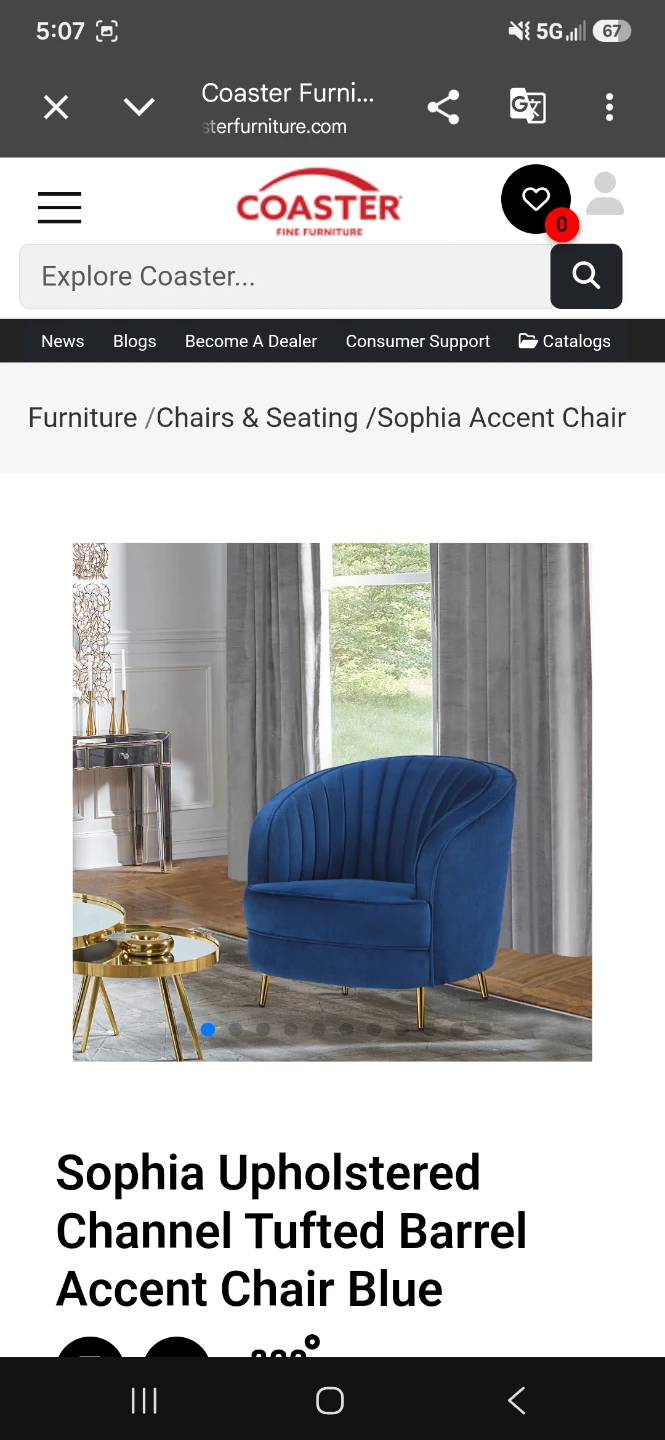 Coaster Furniture Sophia Blue Channel Tufted Barrel Chair - photo 3