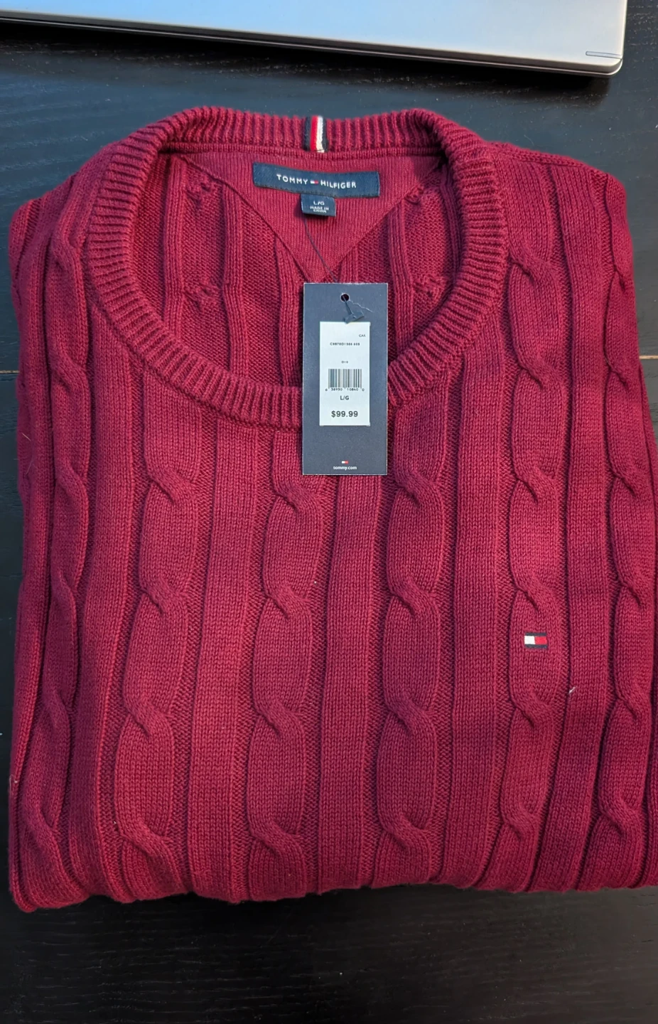 Tommy Hilfiger Cable Knit Sweater - Red, Size Large - photo 2