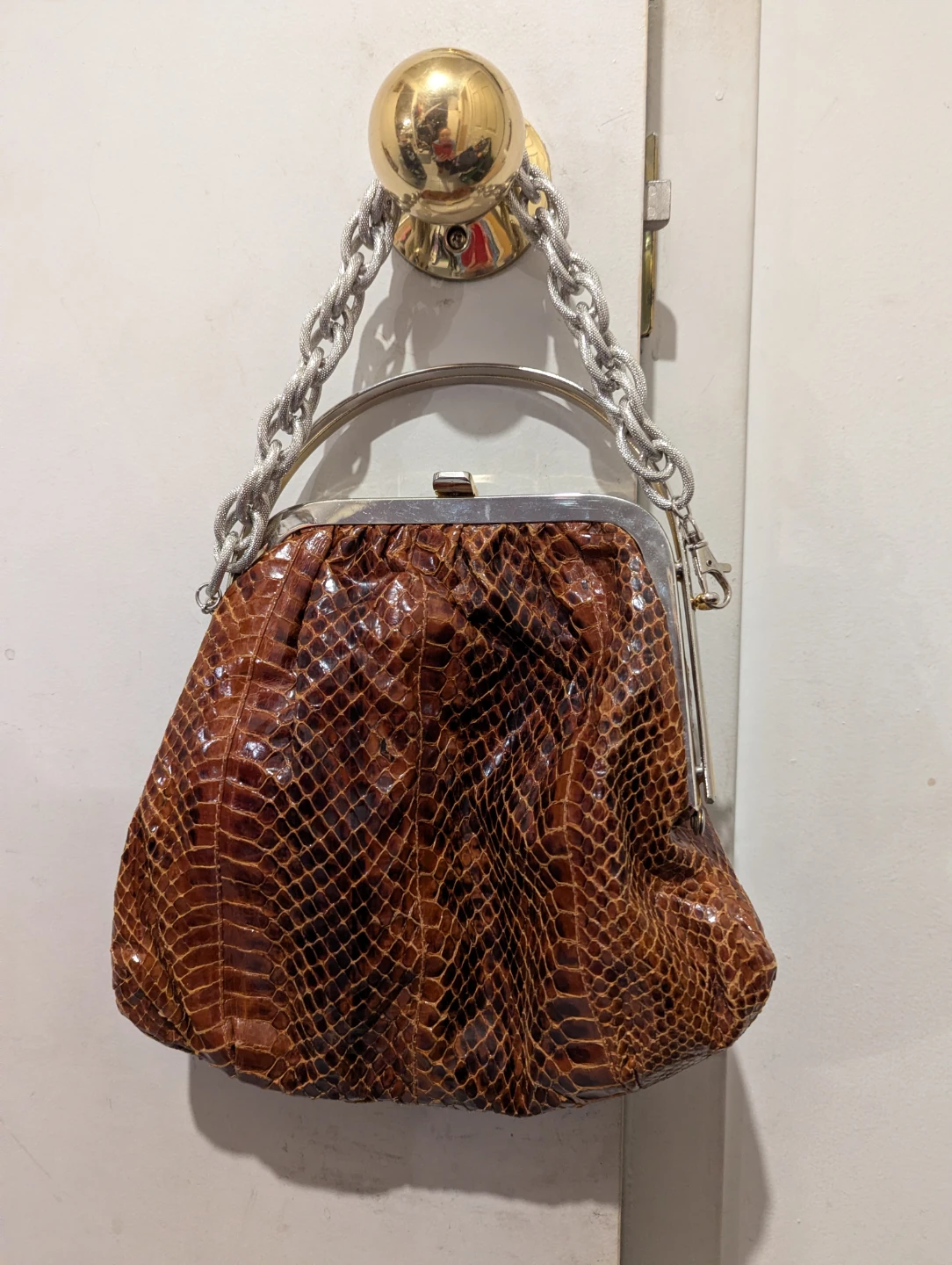 La Belle Montreal Brown Snakeskin Handbag - photo 2