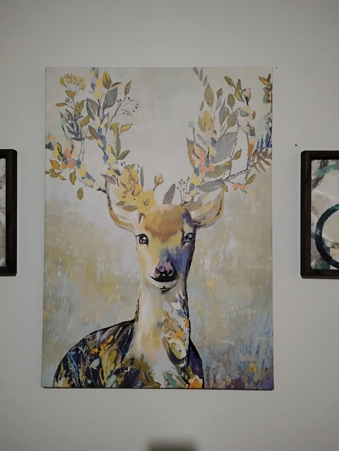 Floral Deer Wall Canvas Art