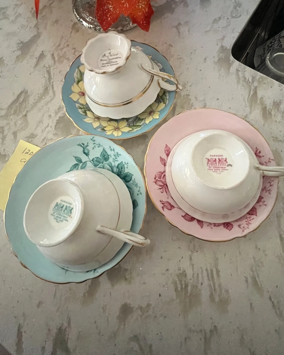 Extremely Vintg 2 Paragon and 1Royal Stafford Tea Cup Sets - photo 2