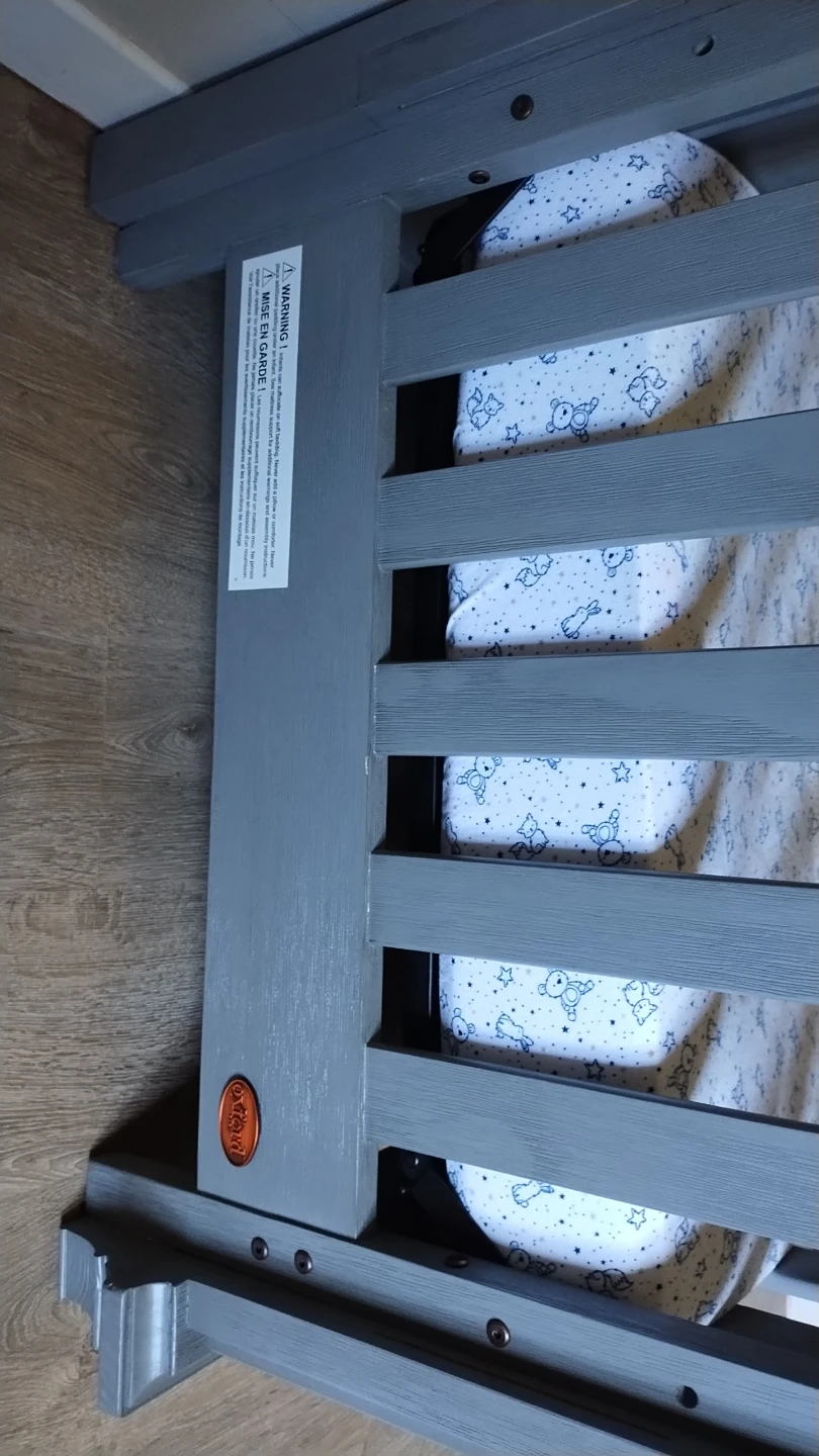 Oxford Baby Crib With Mattress- Grey - photo 3