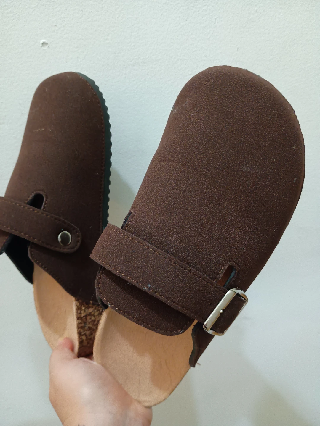 Brown Suede Slip-on Clogs Size 38