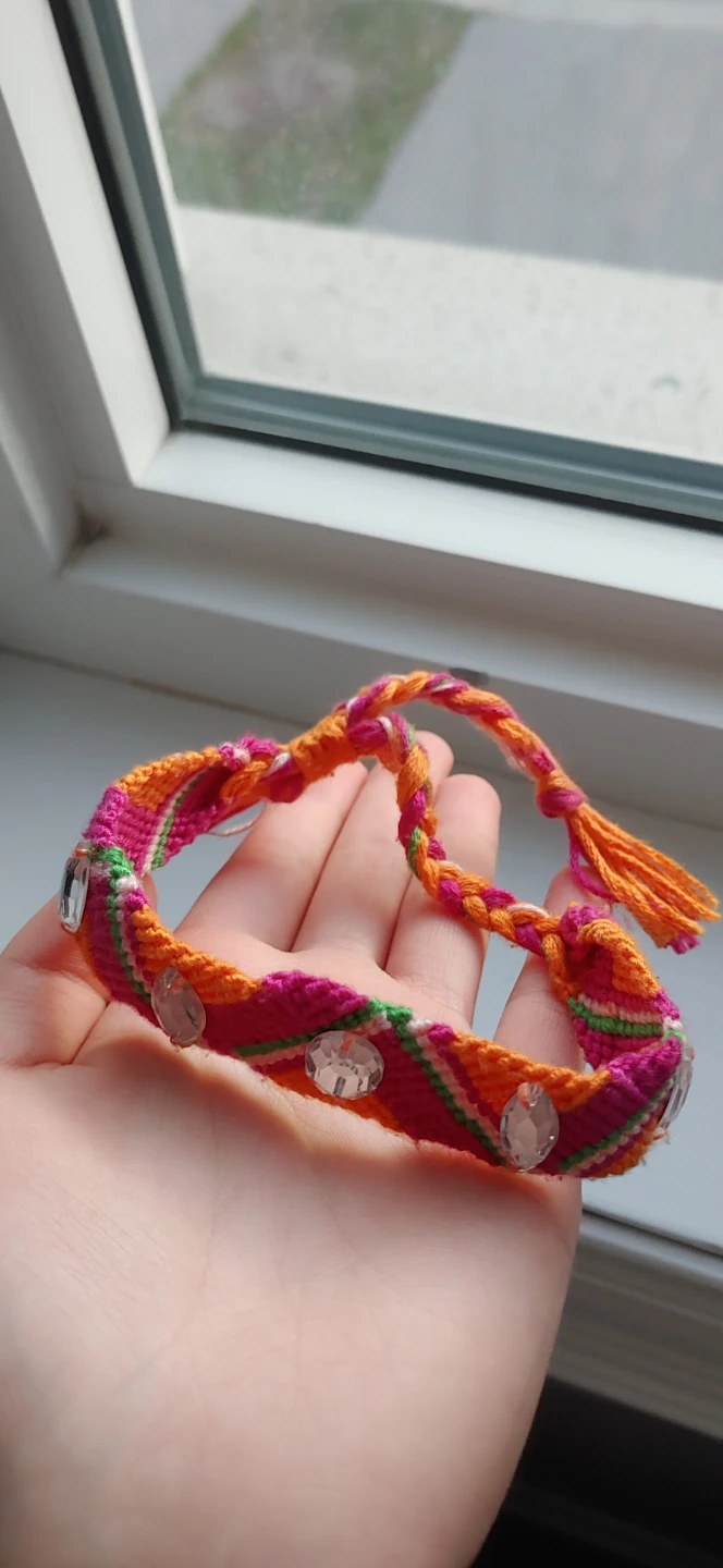 Woven Friendship Bracelet with Rhinestones