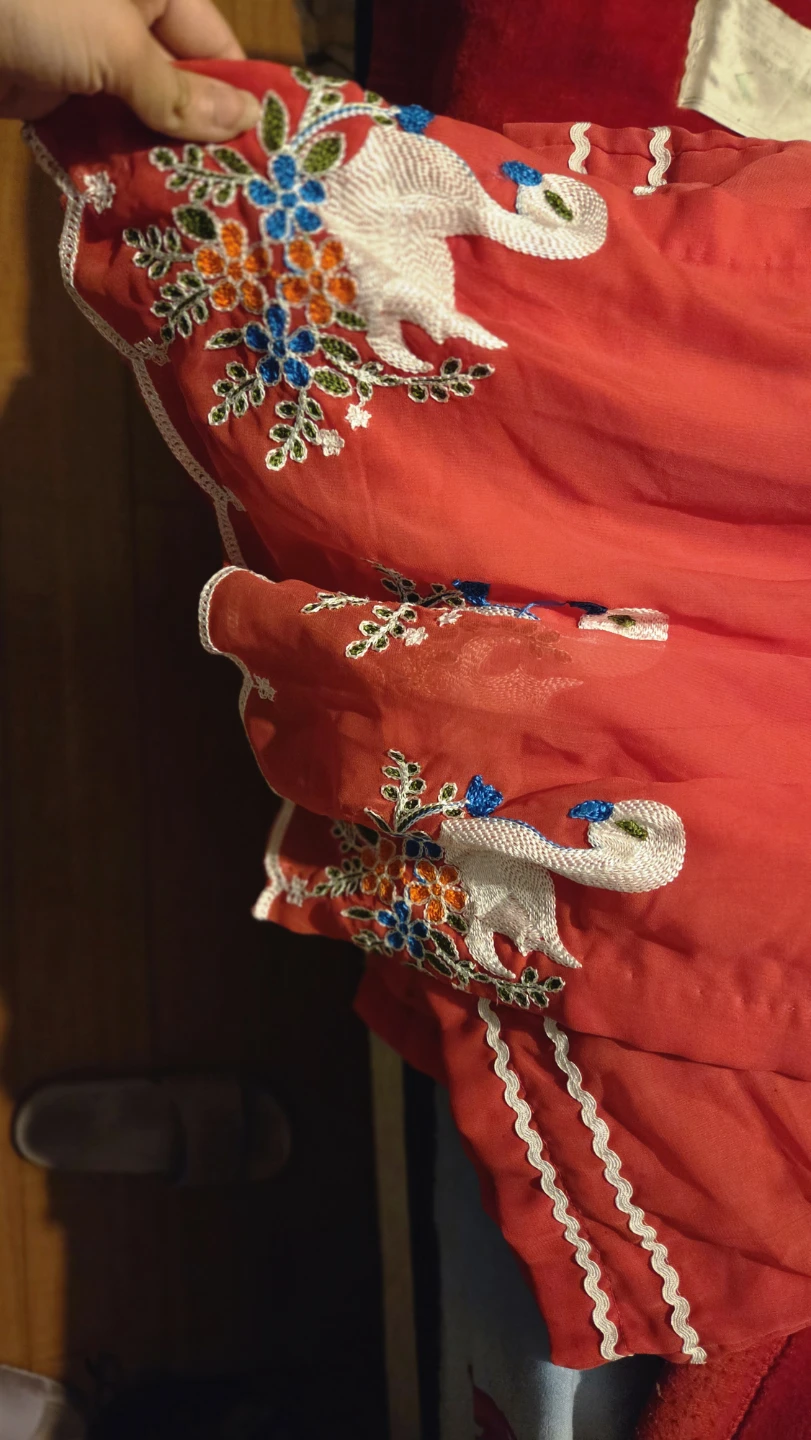 Red Embroidered Long Sleeve Dress - photo 2