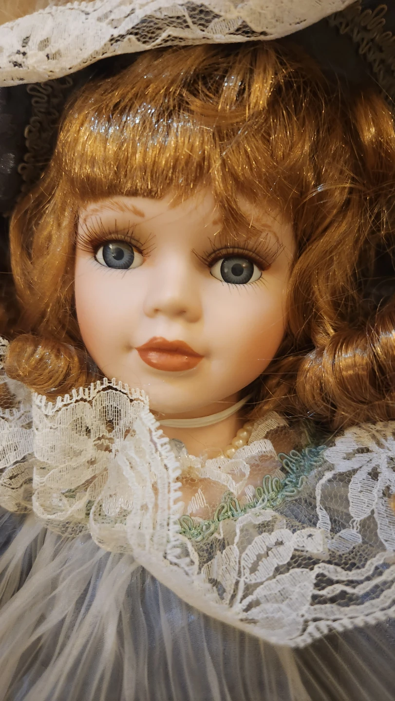 Vintage Porcelain Doll in Decorative Dress - photo 2