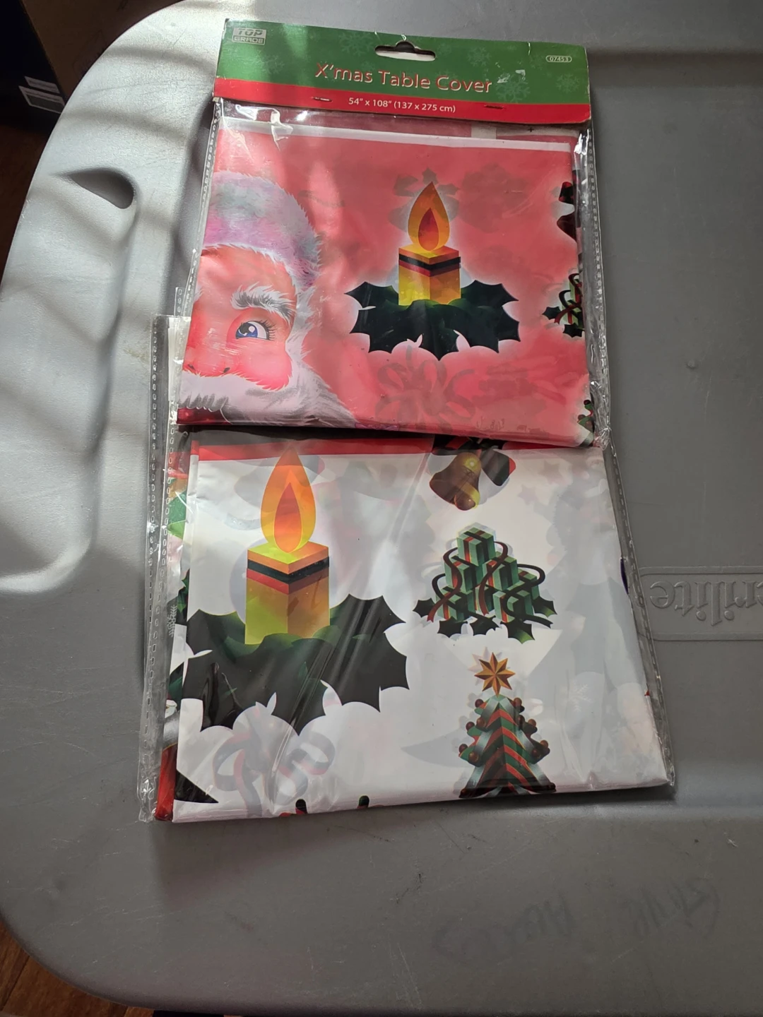 Two Christmas Table Cover 54 x 108 inches