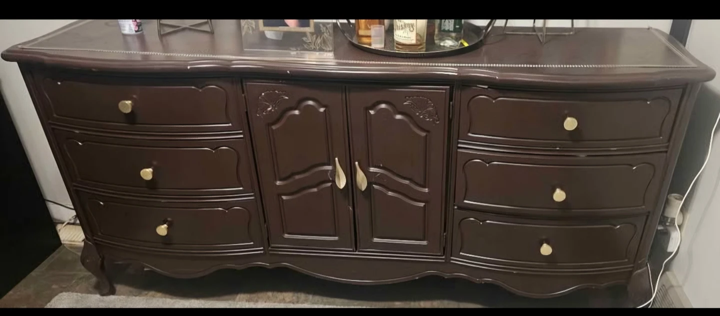 Dark Brown Dresser with Cabinet and Drawers( i need gone today)