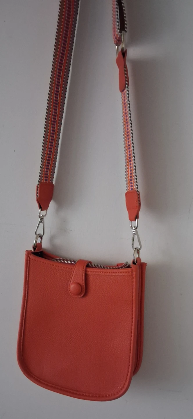 Orange Pebbled Leather Crossbody Bag