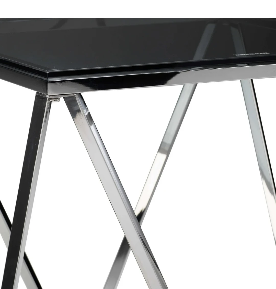 Modern Geometric Chrome Coffee Table with Tempered Glass - photo 3