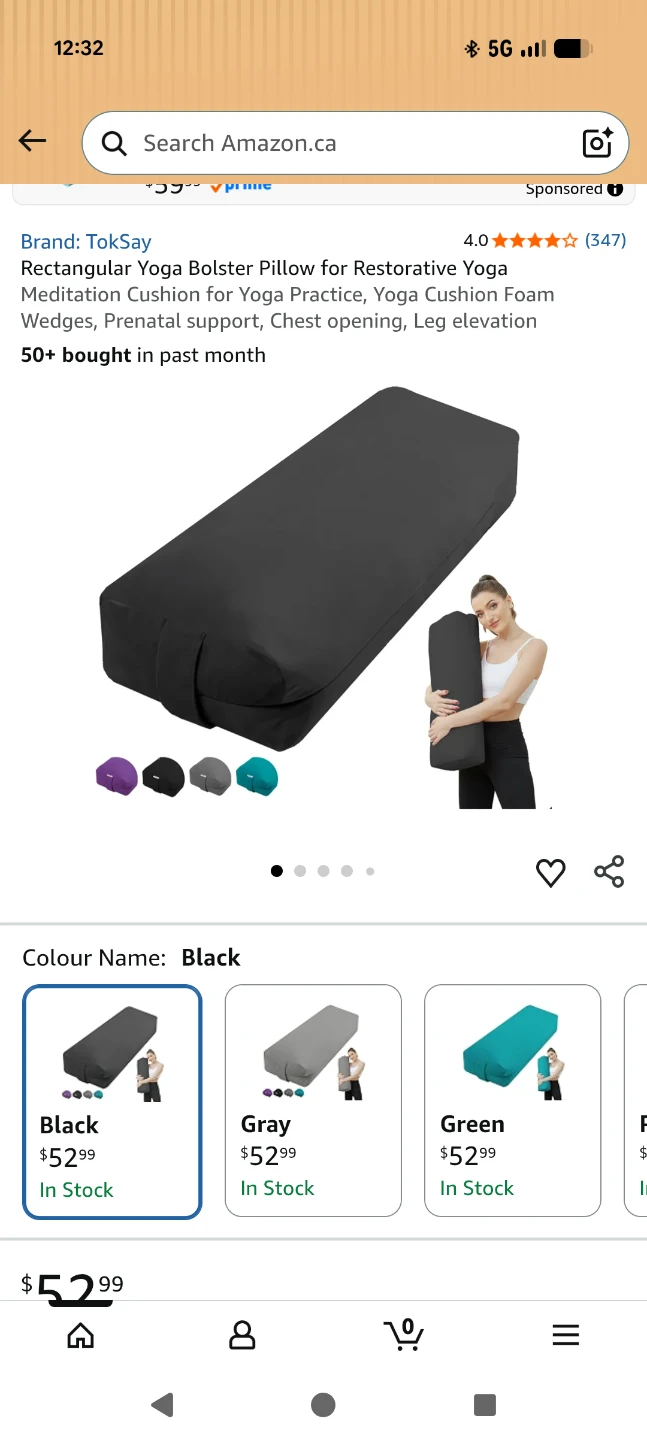 Rectangular Yoga Bolster Pillow - Black
