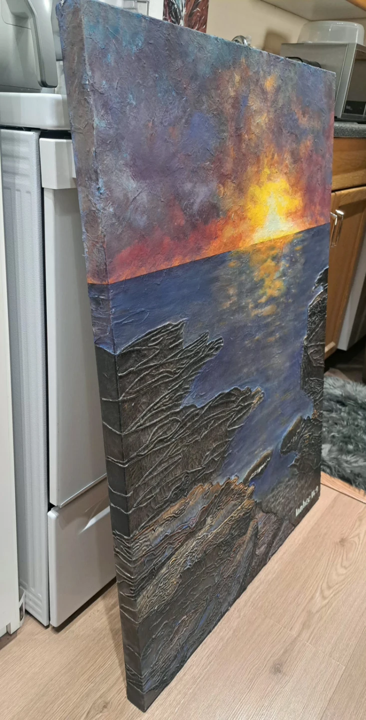 Textured Seascape Canvas Oil Painting - photo 2