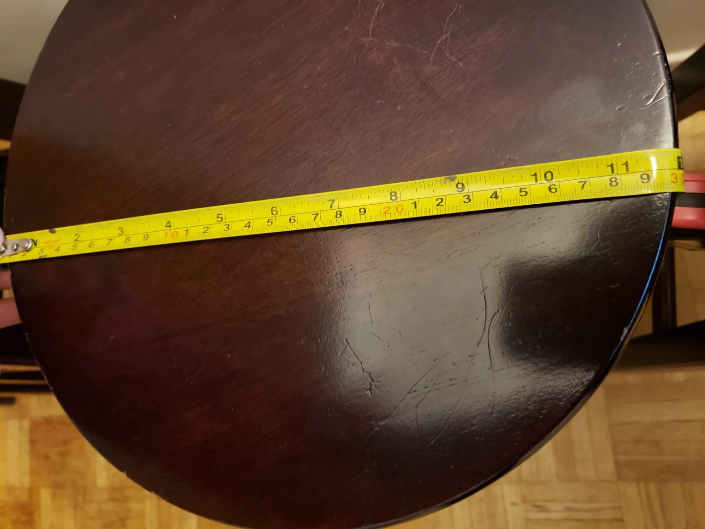 Four Dark Wood Round Bar Stools - photo 4