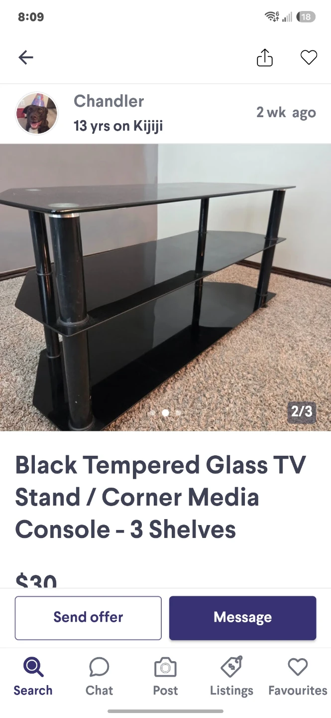 Black Tempered Glass TV Stand