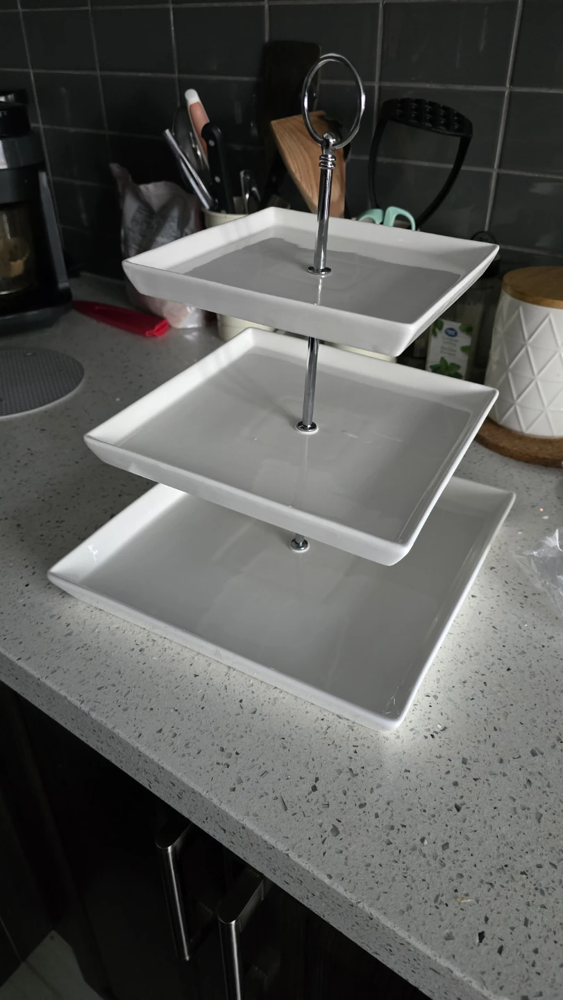 Three-Tier White Square Serving Stand