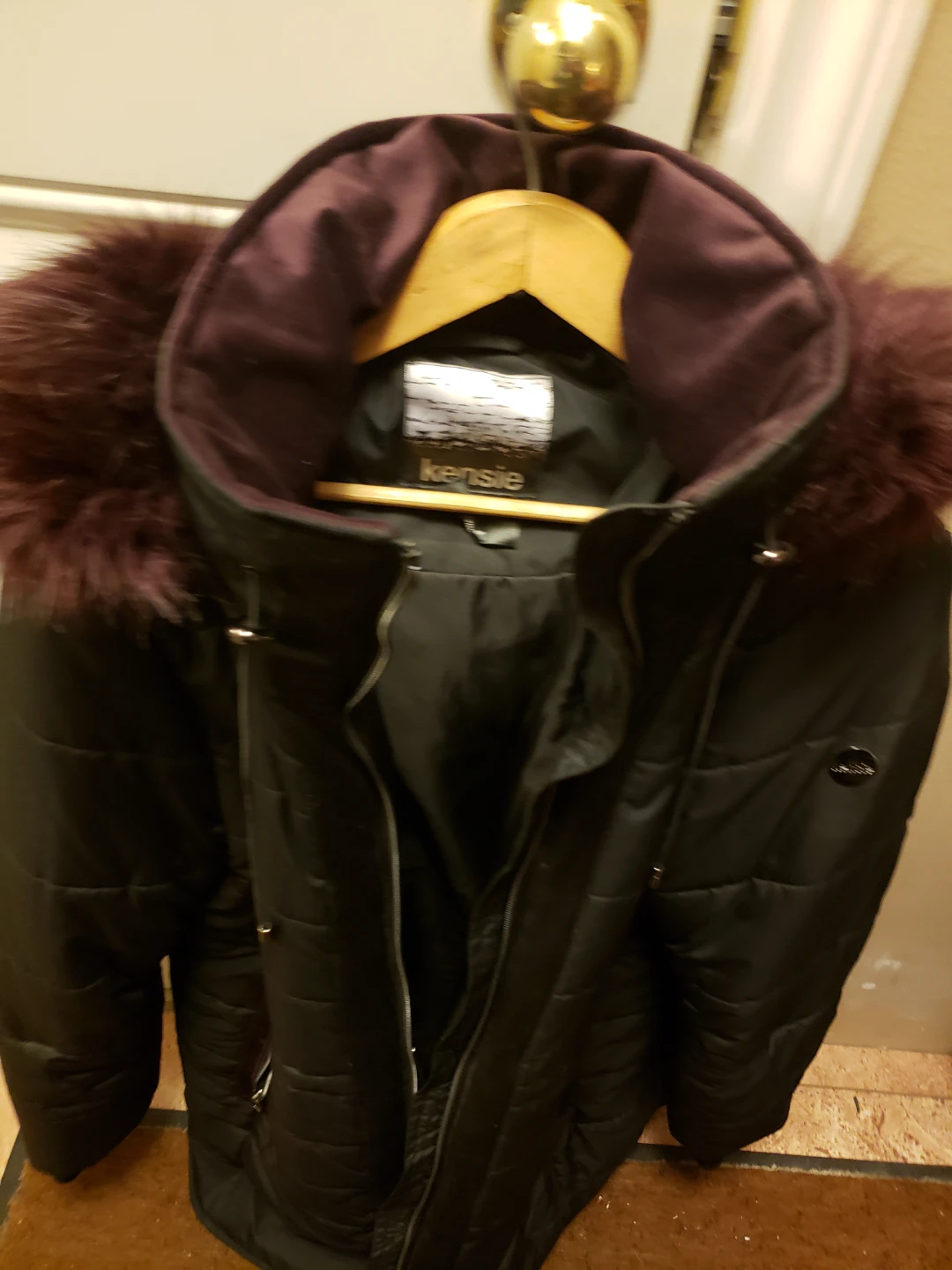 Kensie Black Winter Jacket with Faux Fur Hood - photo 3