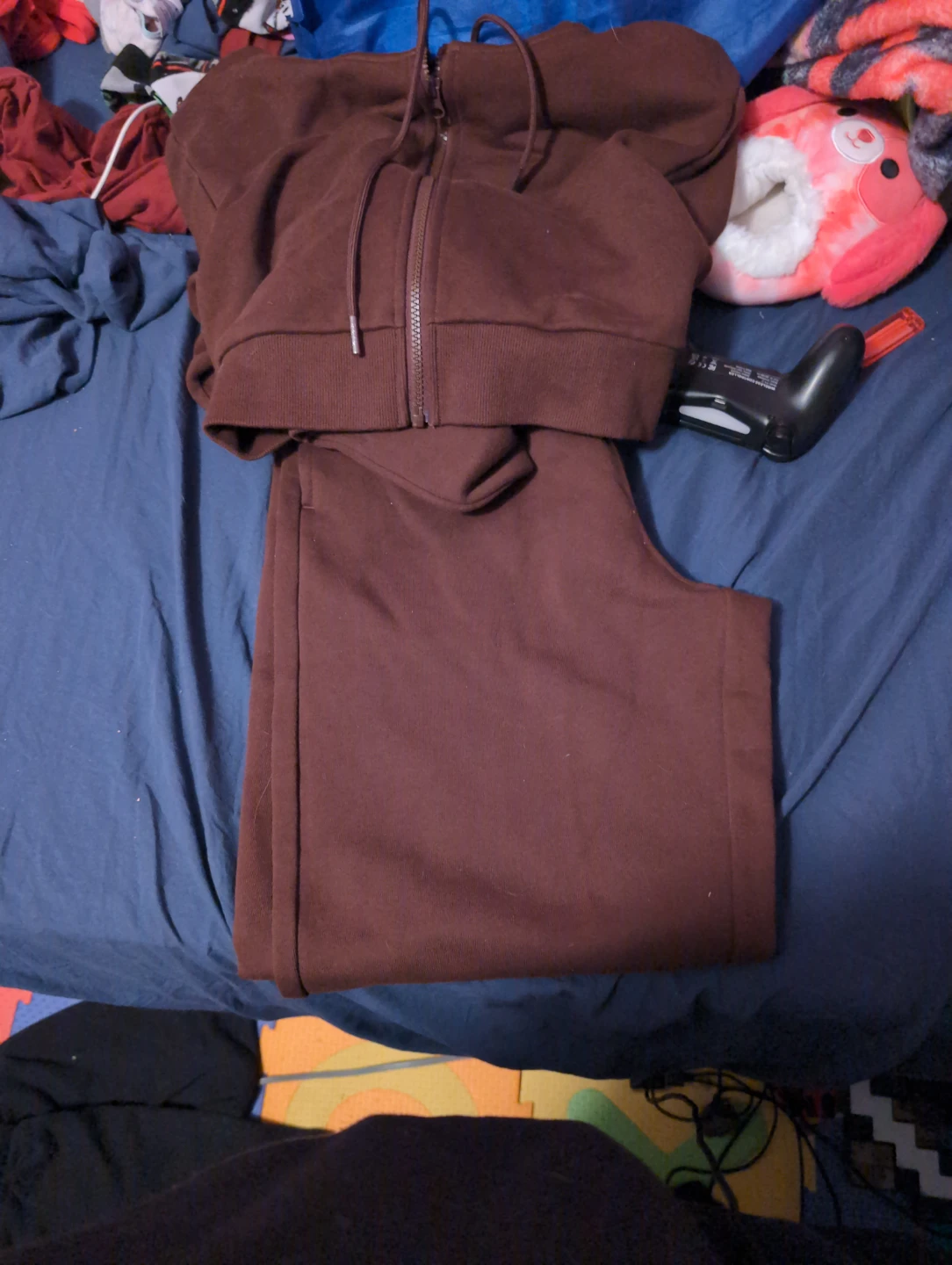 Brown Zip-Up Hoodie and Sweatpants Set