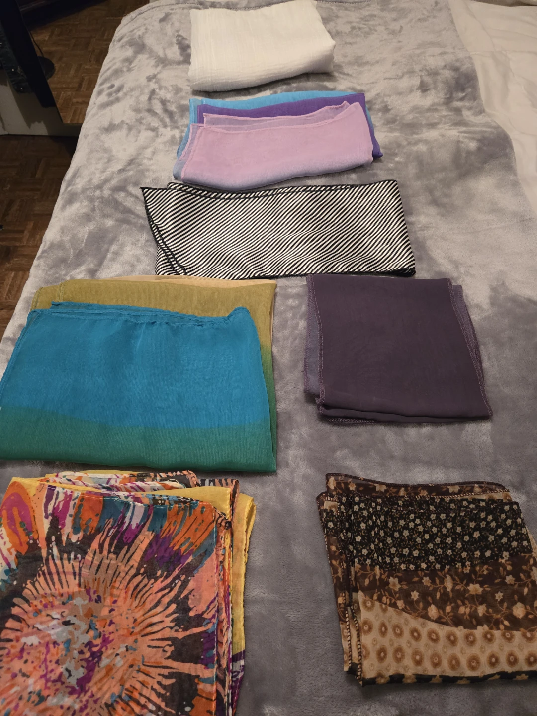 Assorted Scarves with Scarf Hangers