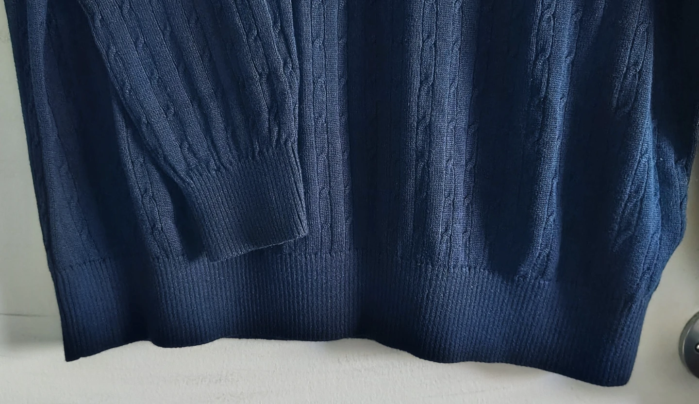 Tommy Hilfiger Navy V-Neck Cable Knit Sweater - photo 5