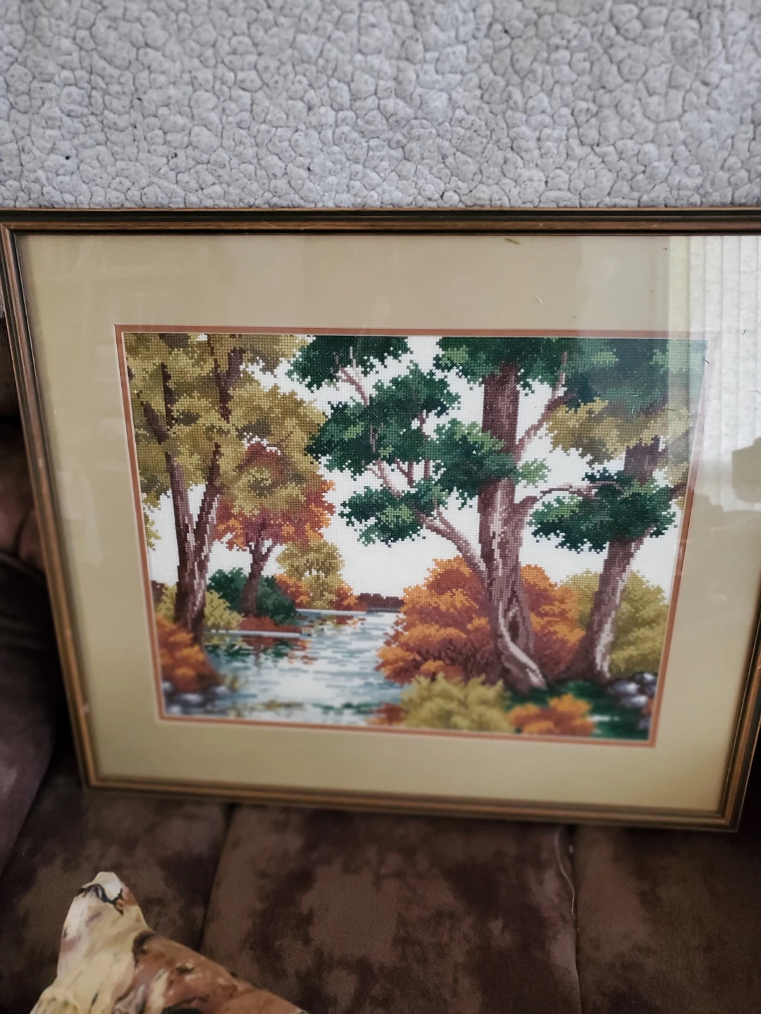 Framed Forest Landscape Cross-Stitch