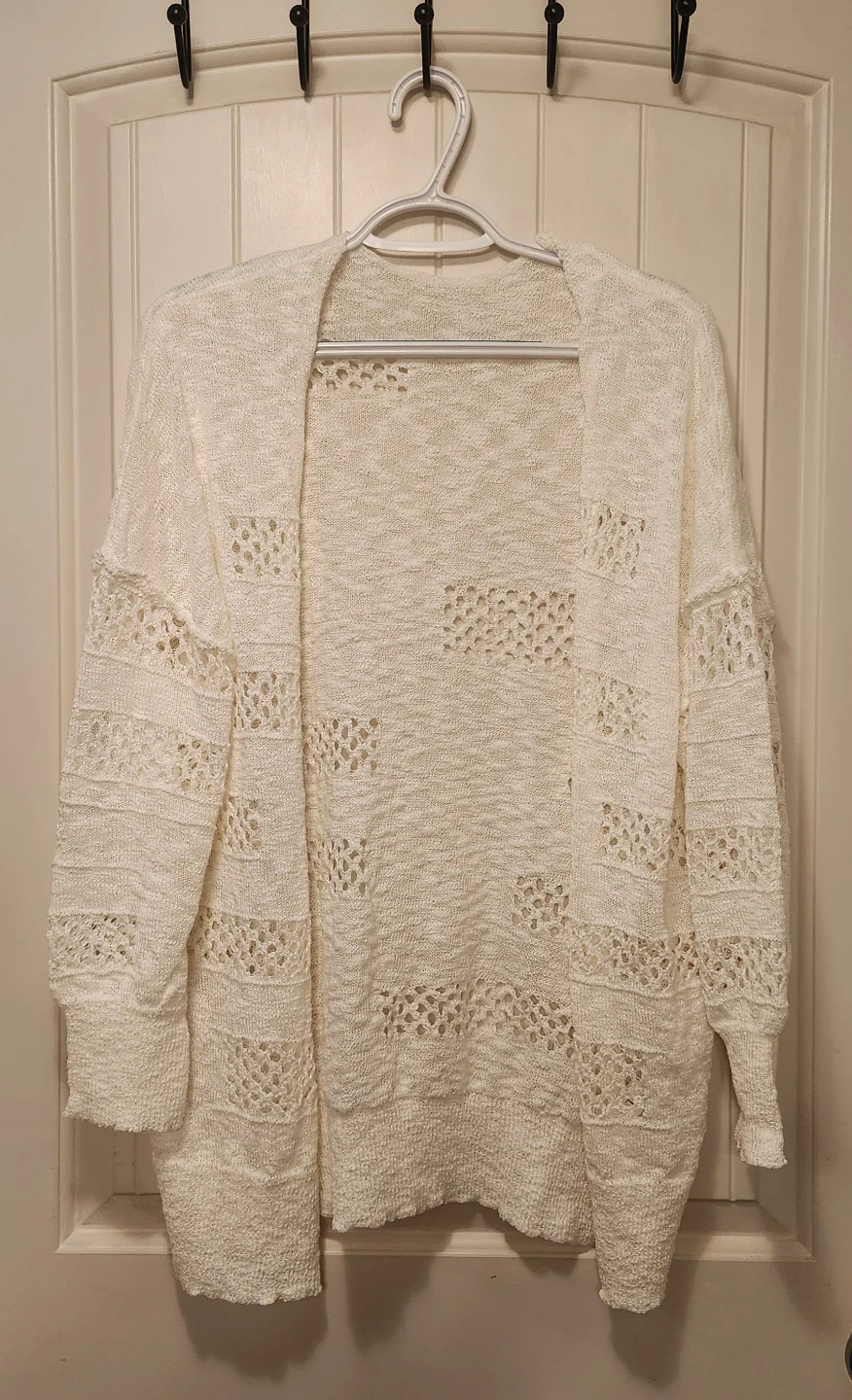Cream Open Front Knit Cardigan