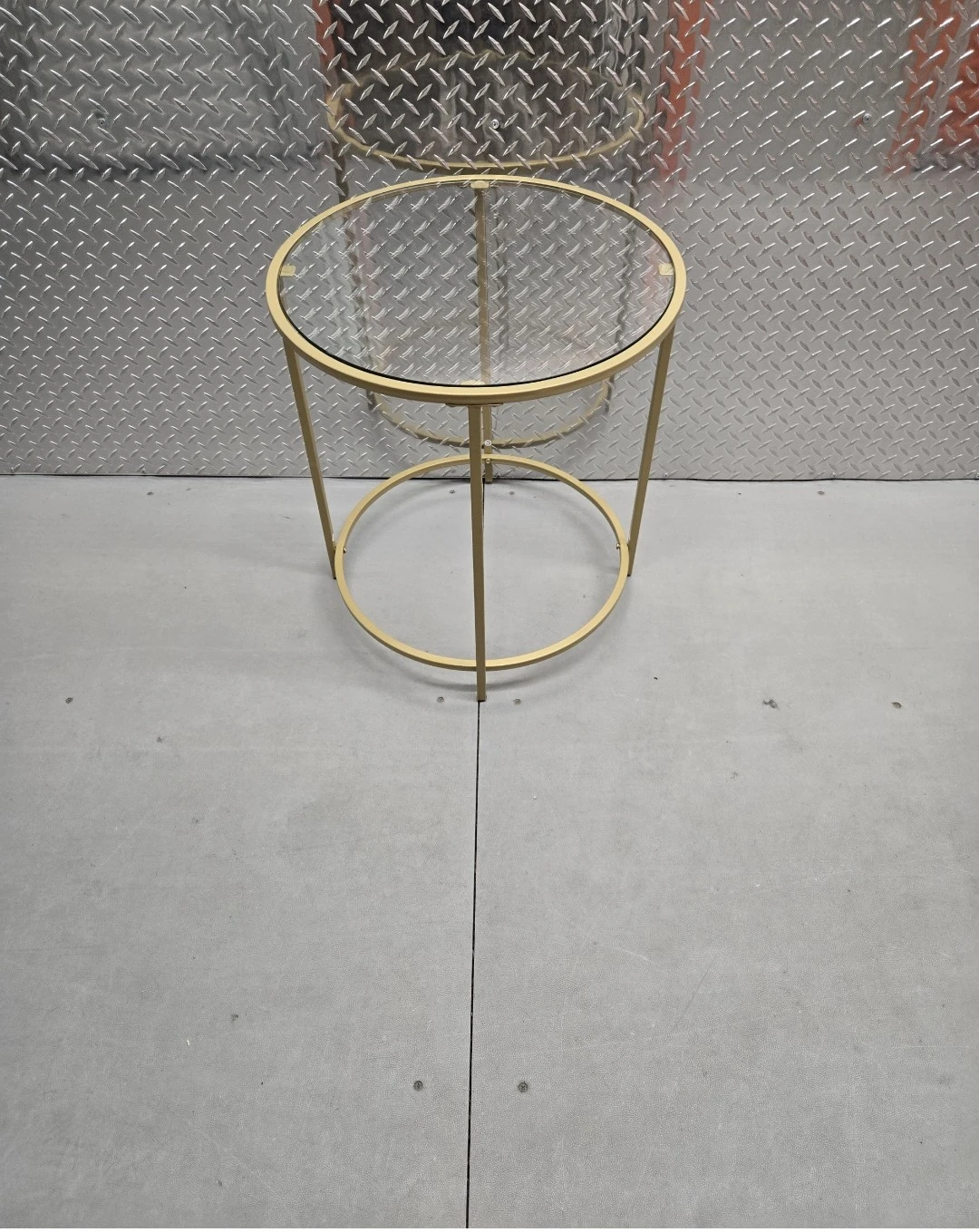 • Modern Industrial Wood End Table Side Table Wire Basket