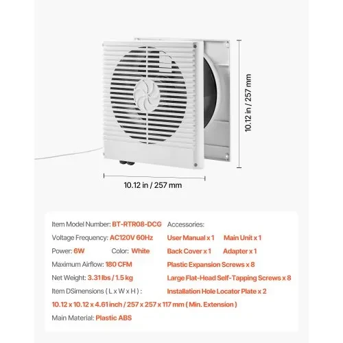 White ventilation fan model BT-RTR08-DCG - photo 2