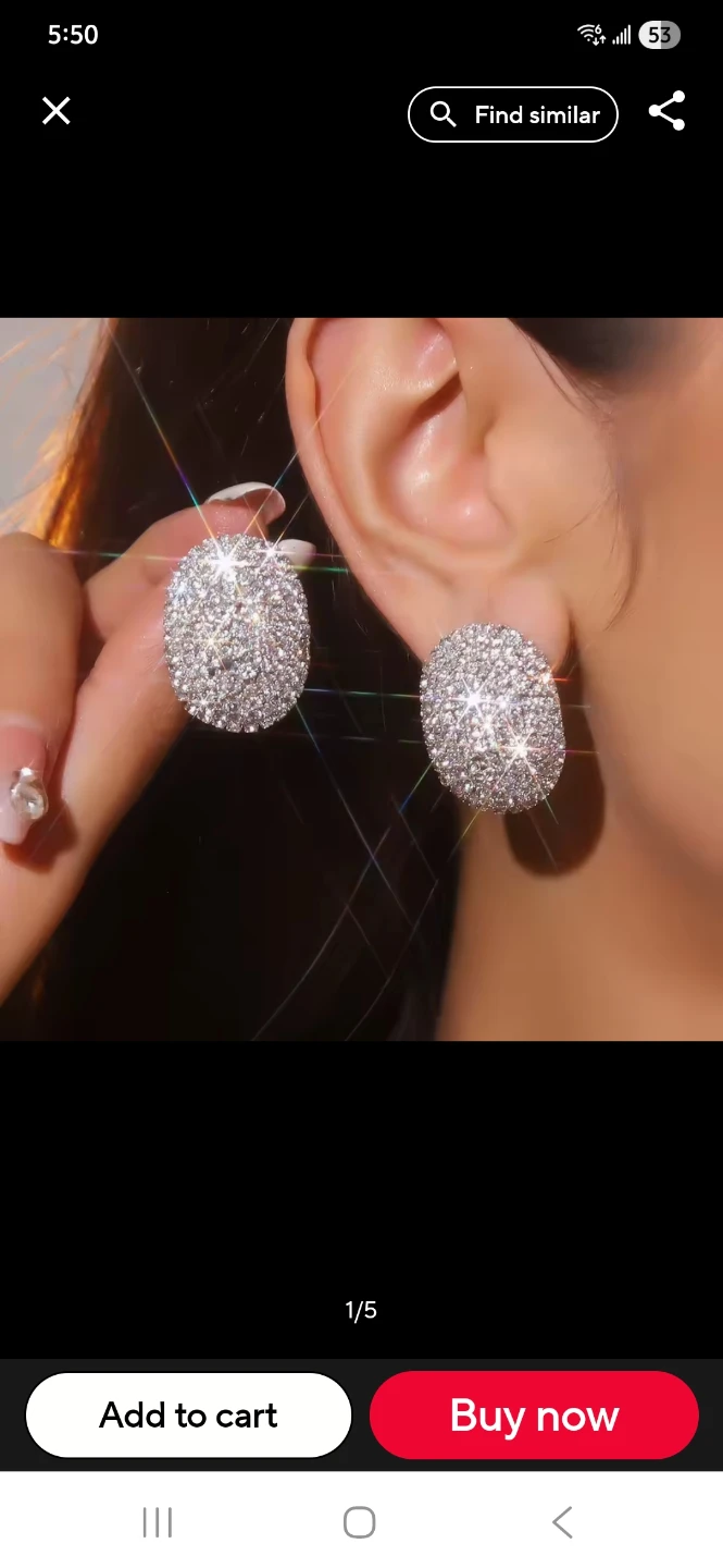 Sparkly Crystal Oval Stud Earrings