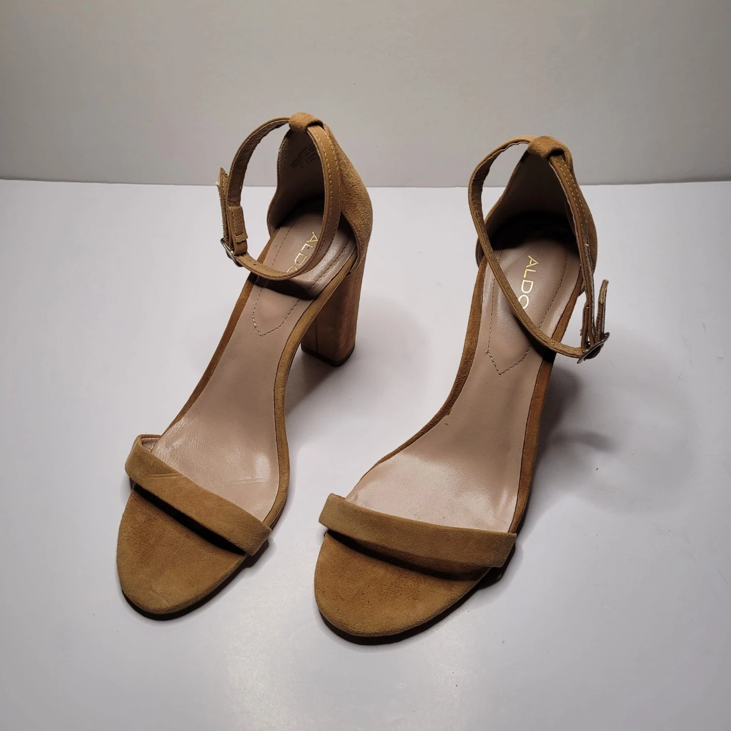 ALDO Tan Suede Block Heel Sandals Size 8 - photo 2