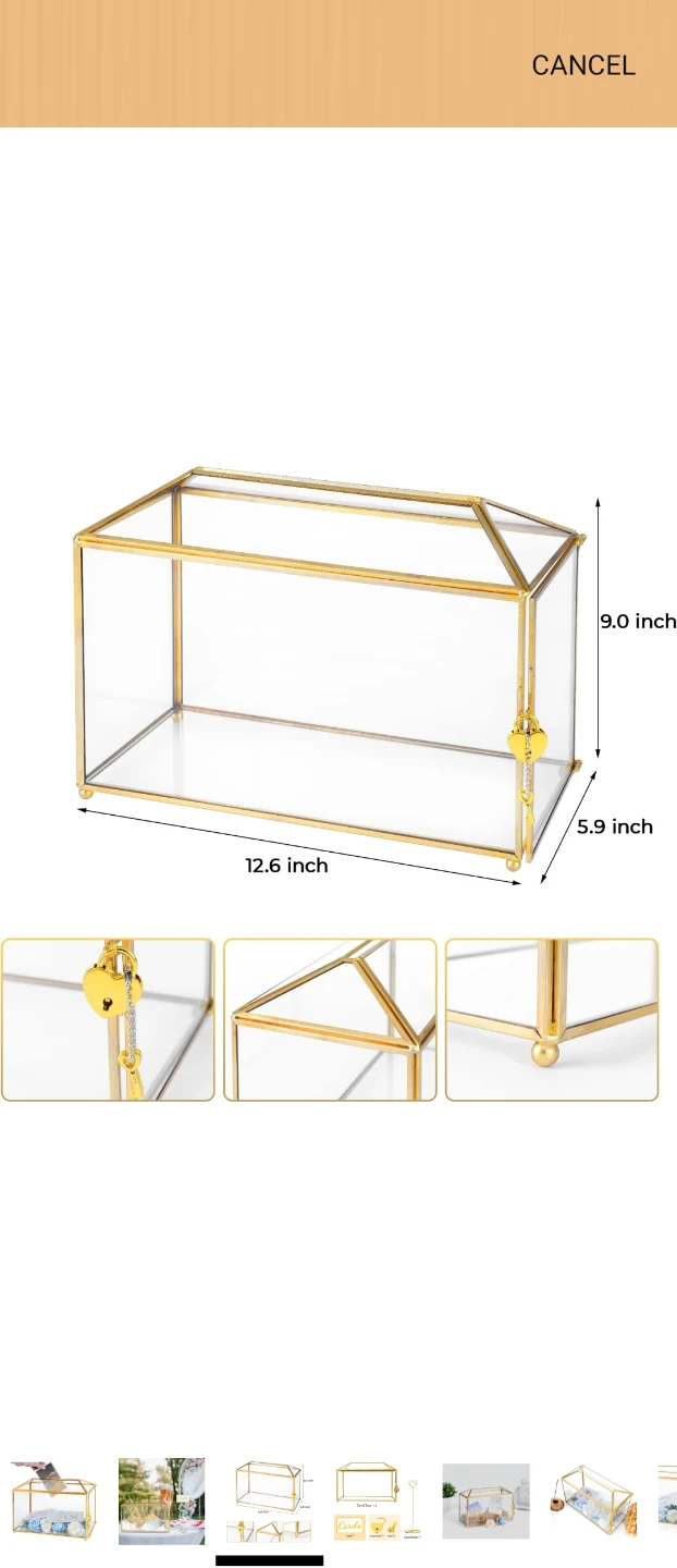 Glass and Gold Wedding Card Box - photo 3