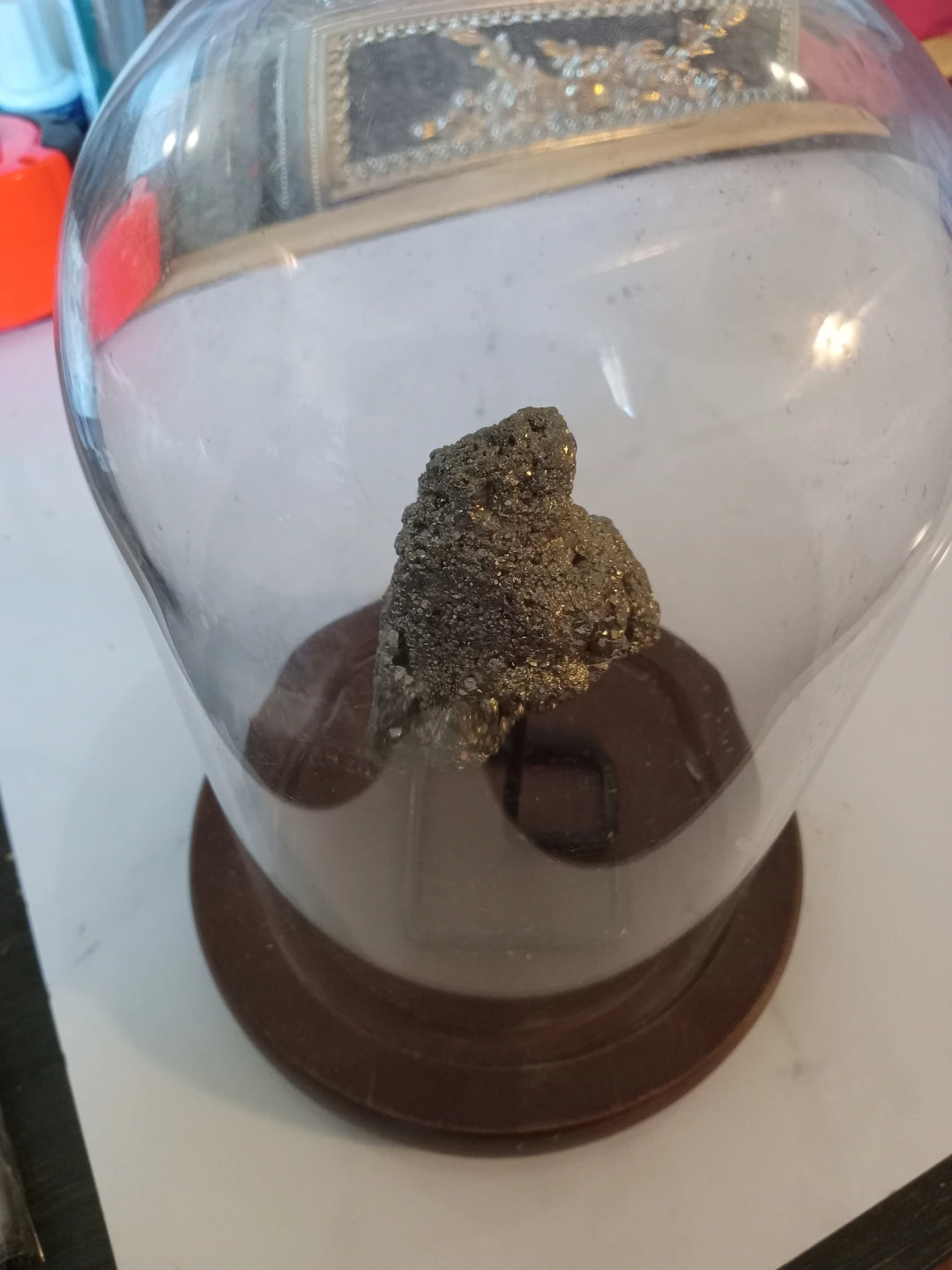 Pyrite Mineral Specimen in Glass Cloche - photo 5
