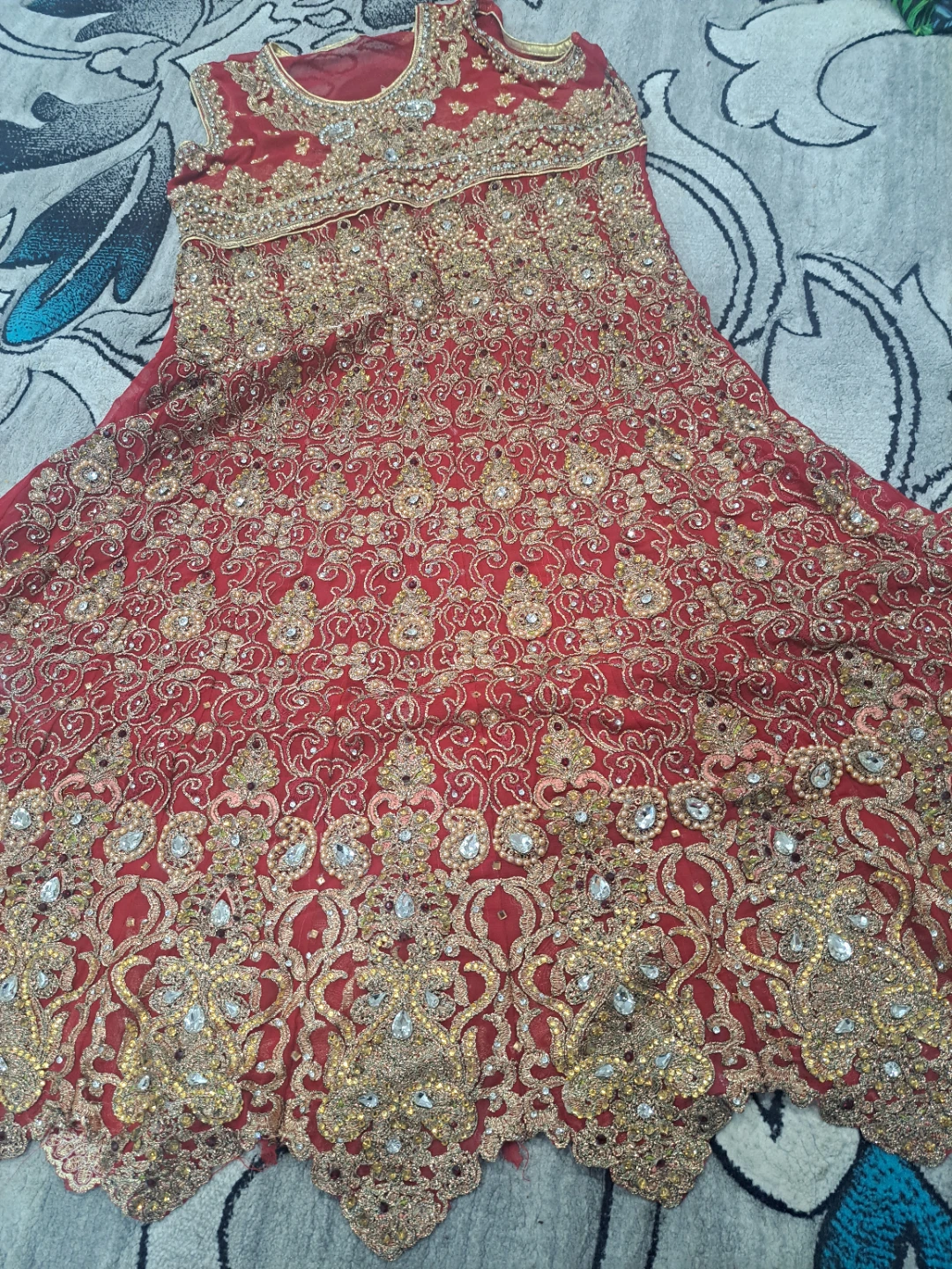 Red and Gold Embroidered Traditional Dress - photo 3