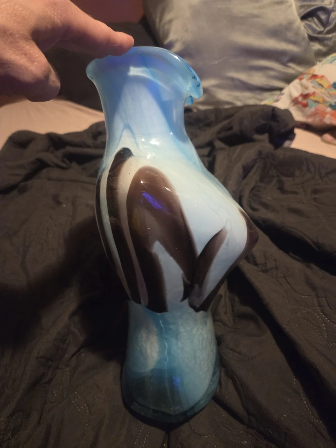 Blue and brown hand blown glass vase of woman's torso - photo 3