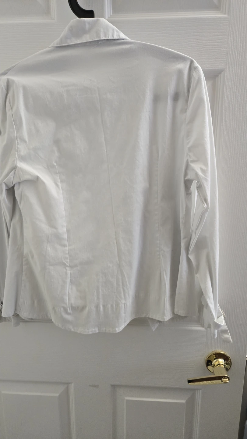 White Button-Up Long Sleeve Shirt with Skirt - photo 2