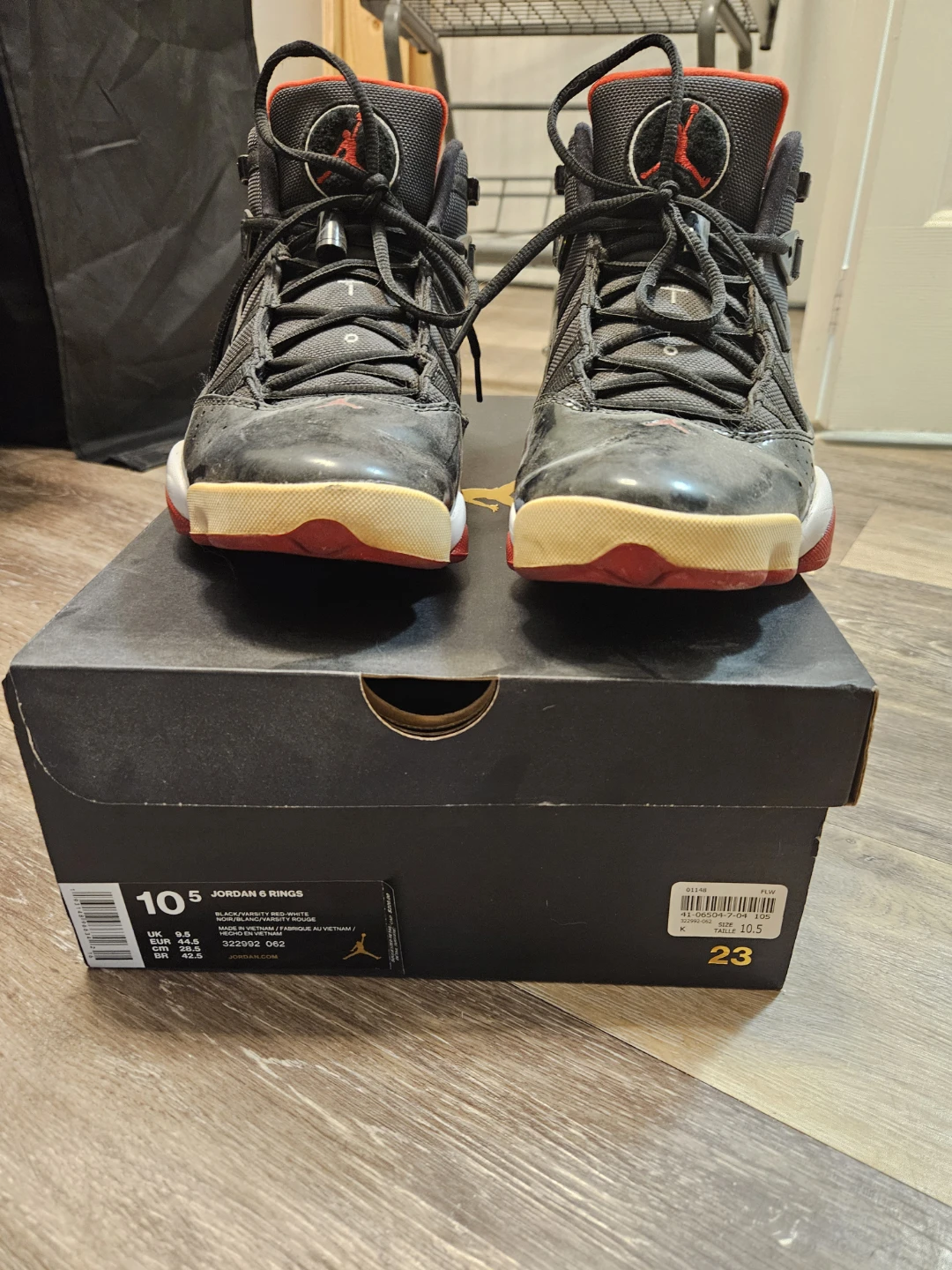 Nike Jordan 6 Rings Sneakers Black Red - photo 3