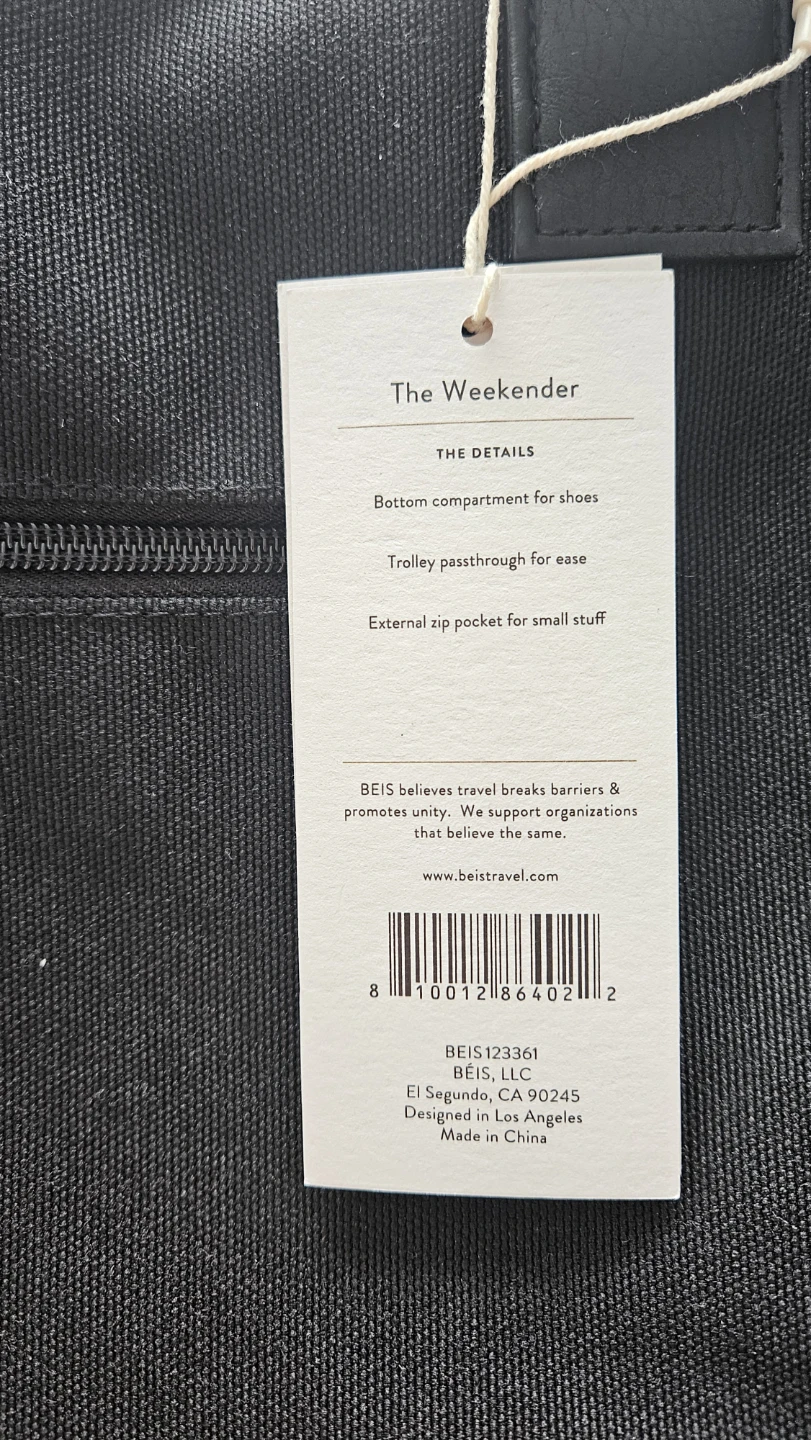BRAND NEW BÉIS The Weekender Bag in Black (NWT) - photo 2