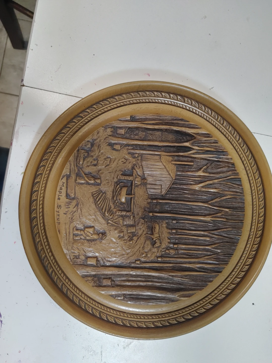 Karl Rothammer Hand Carved Wood Maple Syrup Plaque - photo 2