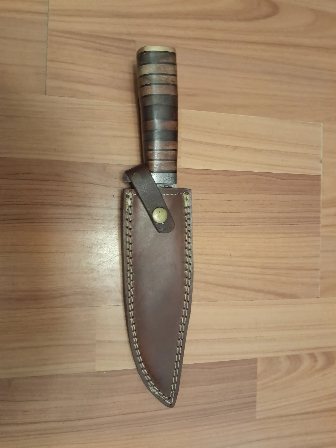 Damascus Steel Bowie Knife with Leather Sheath - photo 2