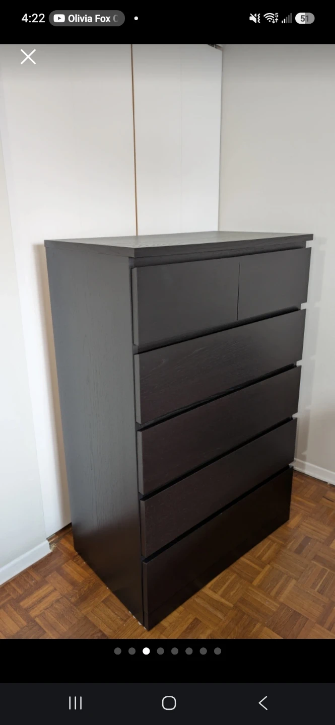 IKEA Malm 6-Drawer Chest in Black-Brown