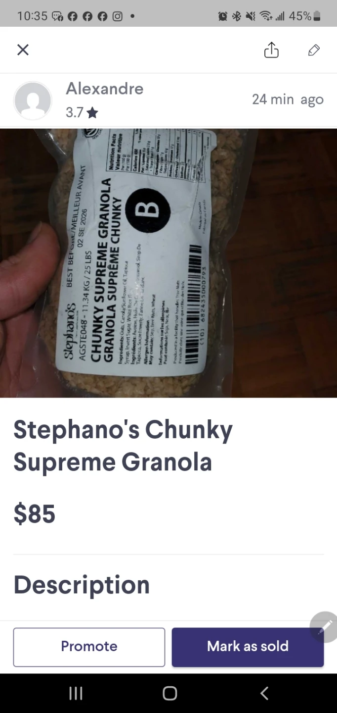 Stephano's Chunky Supreme Granola 11.34 kg