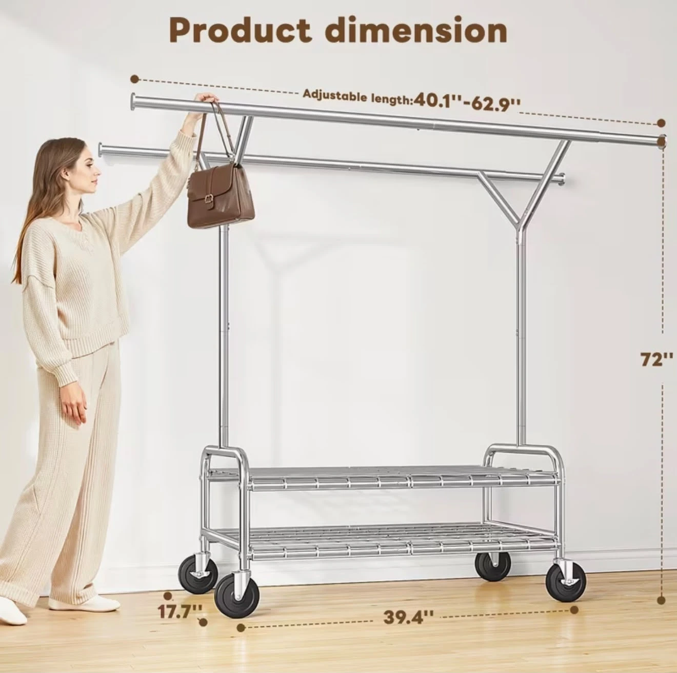Brand new in box - Double Rod Heavy Duty Adjustable Clothes Rack - photo 2