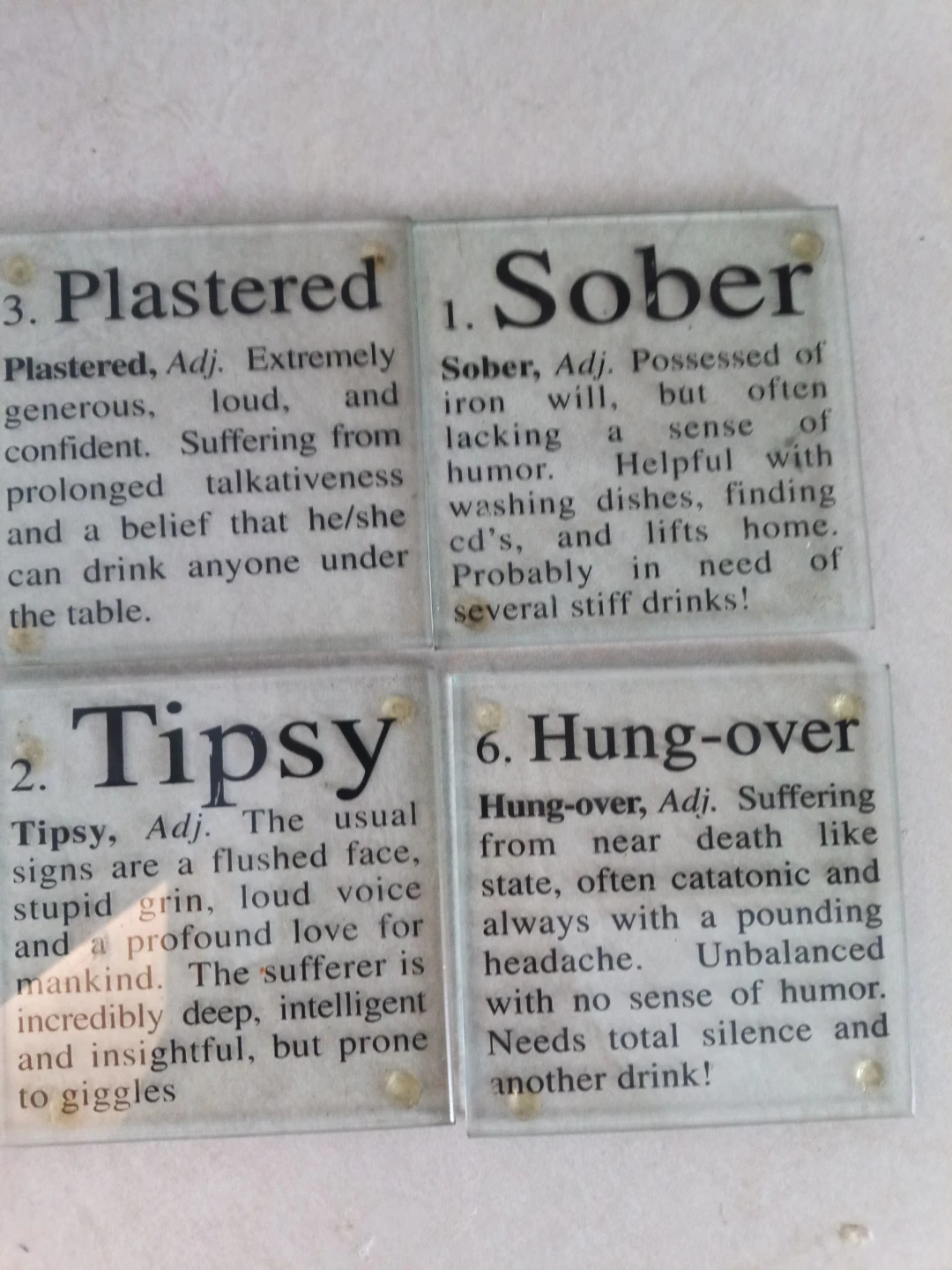 Set of 4 Humorous Glass Coasters - photo 2